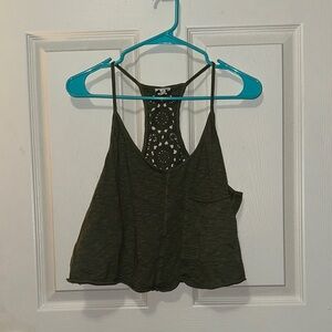 Aerie Dark Green Crochet Back Camisole